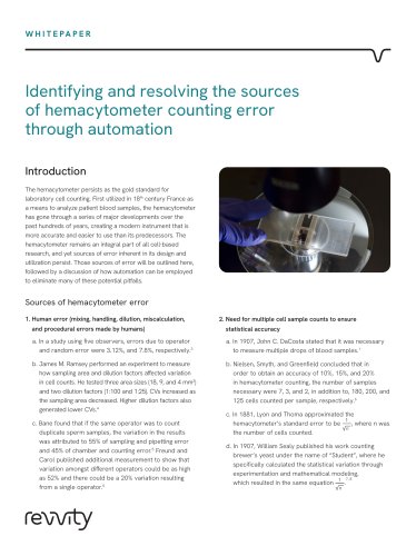 Identifying and resolving the sources of hemacytometer counting error through automation