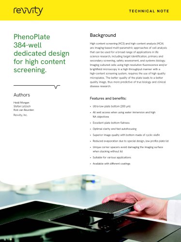 PhenoPlate 384-well dedicated design for high content screening.