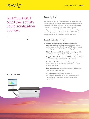 Quantulus GCT 6220 low activity liquid scintillation counter.