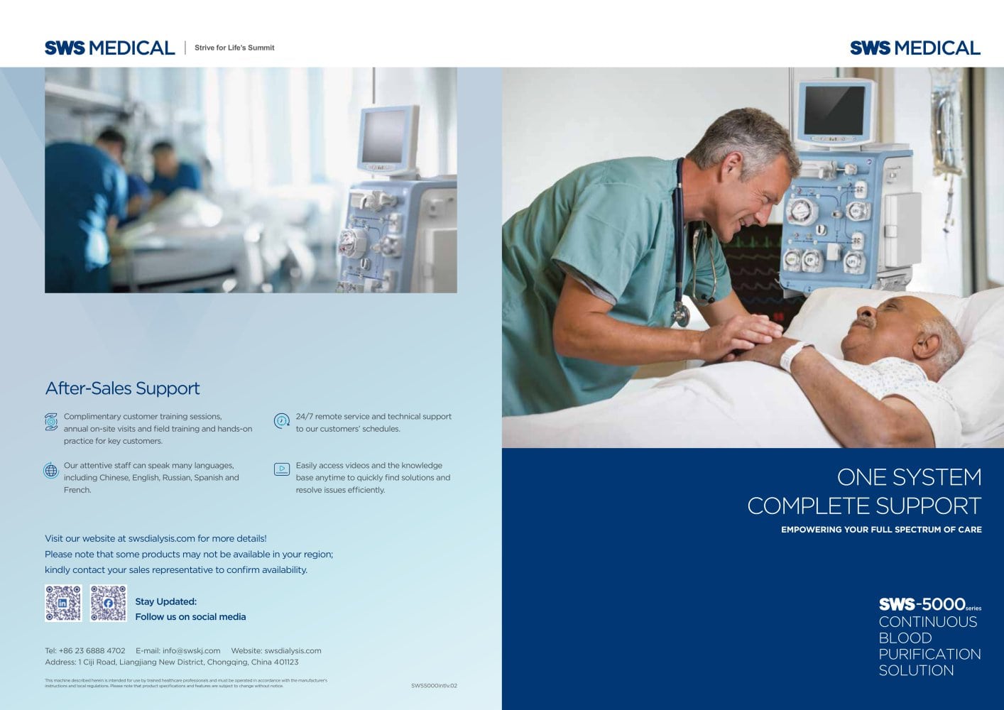 SWS-5000 Series CRRT Equipment Brochure - SWS Hemodialysis Care Co., Ltd.