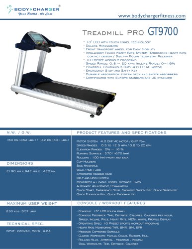 GT9700 Treadmill Pro