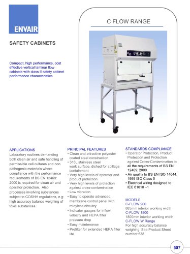 C-Flow vertical unidirectional (laminar) flow cabinets