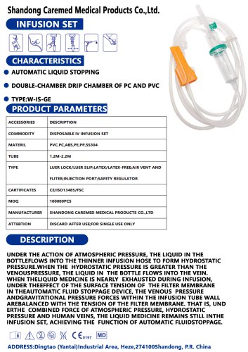 Double Chamber Automatic Liquid Stop Infusion Set