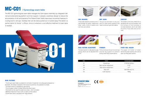 MC-C01 Gynecology Exam Table With stirrups