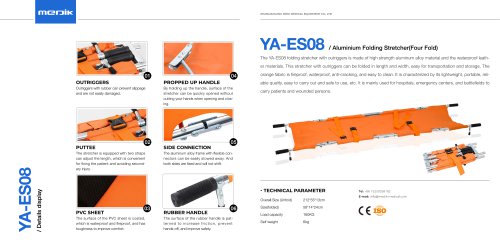 YA-ES08 Folding Emergency Stretcher