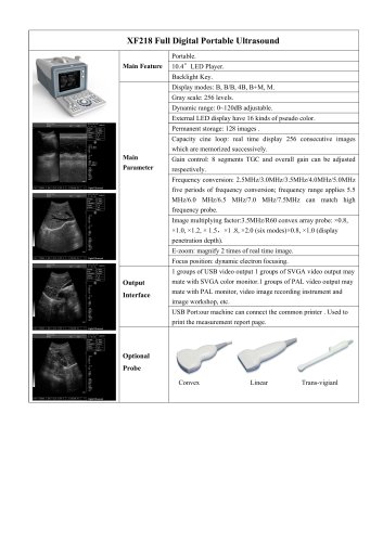 XF218 portable B/W ultrasound scanner