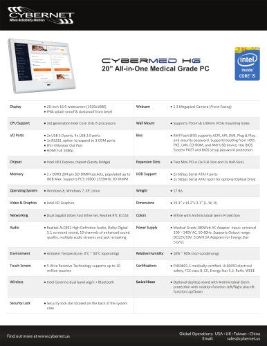 20" Medical Grade All in One PC - CyberMed H6