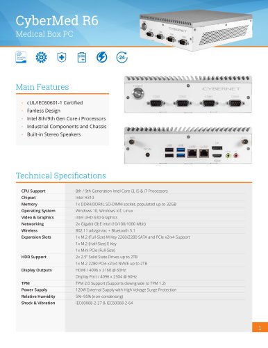 CyberMed R6 Tech Specs