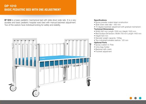 BASIC PEDIATRIC BEDS WITH ONE ADJUSTMENT