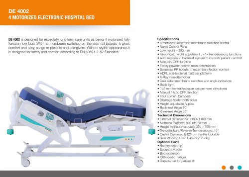 LOW HEIGHT ELECTRIC HOSPITAL BED 4 MOTORIZED