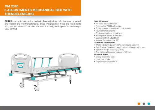 THREE ADJUSTMENT MECHANICAL BED WITH TRENDELENBURG