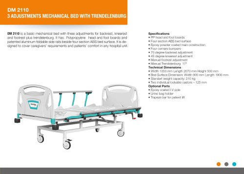 THREE ADJUSTMENTS MANUAL BED WITH TRENDELENBURG