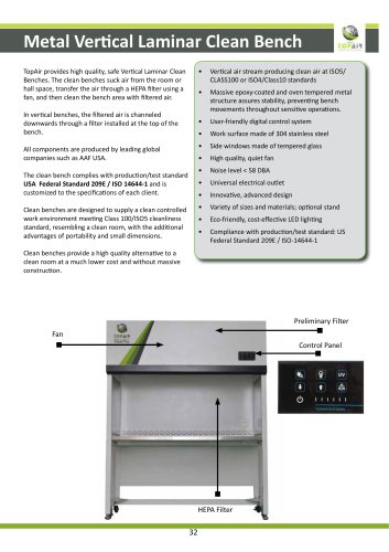 METAL VERTICAL LAMINAR CLEAN BENCH