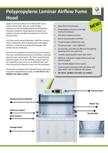 POLYPROPYLENE LAMINAR AIRFLOW FUME HOOD