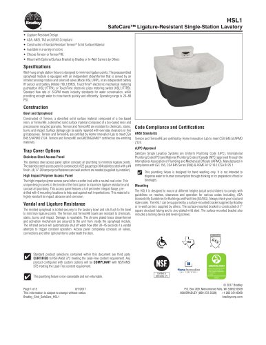 HSL1 Ligature-Resistant Lavatory