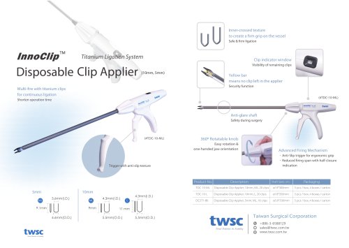 TDC-10-ML/L twsc InnoClip Disposable Clip Applier