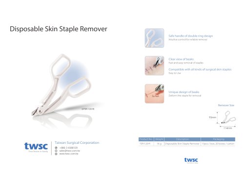 TSR-120-R twsc Inno-Skinplus Disposable Skin Staple Remover