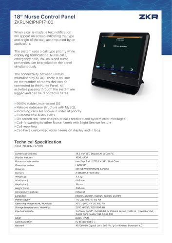 18” Nurse Control Panel