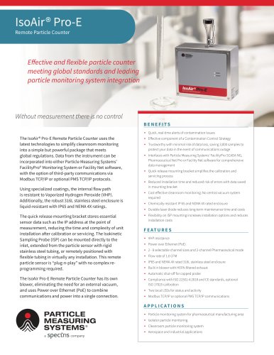 IsoAir Pro-E Remote Particle Counter