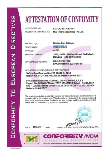 Double Pan Balance - CE Certificate