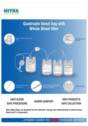 Quadruple Blood Bag with Whole Blood Filter