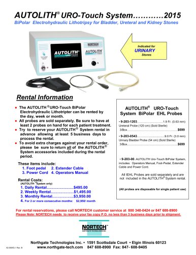 AUTOLITH® URO-Touch Rental Information