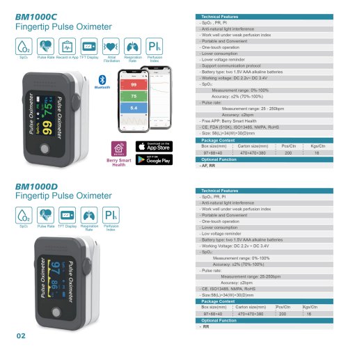 BM1000D Fingertip Pulse Oximeter