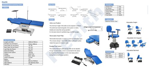 Catalog Ophthalmic Operating Table TDG-2