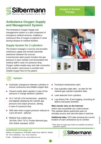 AMBULANCE OXYGEN SUPPLY AND MANAGEMENT SYSTEM  - 2 sources