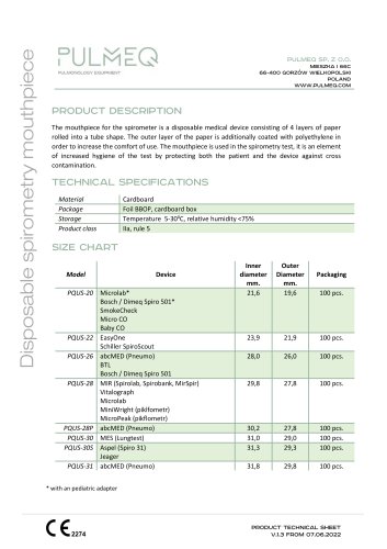 Disposable Spirometry Mouthpieces