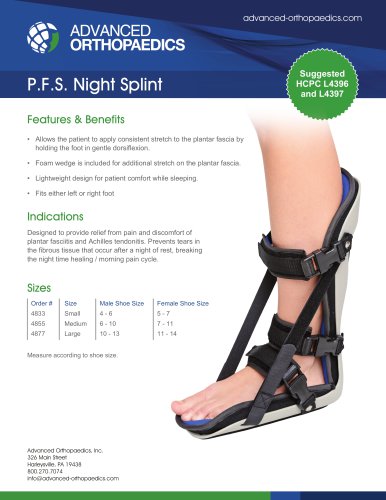 P.F.S. Night Splint