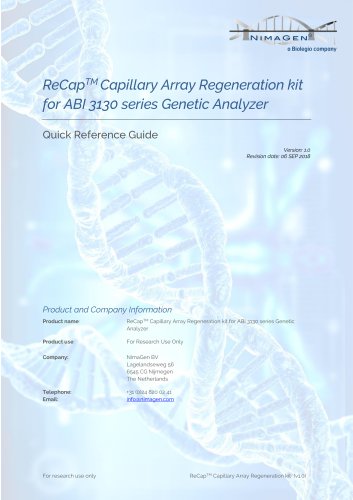 ReCapTM Capillary Array Regeneration kit for ABI 3130 series Genetic Analyzer