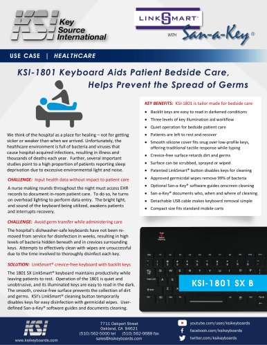 KSI-1801 SX Keyboard for Beside Care Use Case