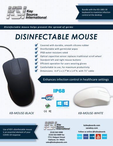 KSI Disinfectable Mouse Datasheet