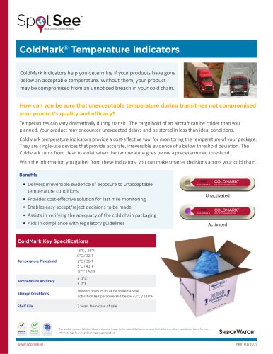 ColdMark Temperature Indicators - Freeze Indicator