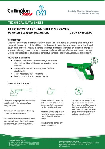 ELECTROSTATIC HANDHELD SPRAYER