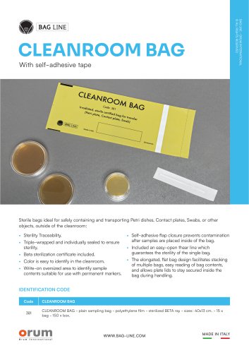 CLEANROOM BAG - BAG LINE