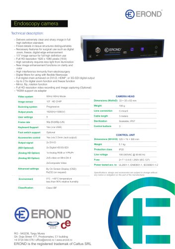 EROND Endoscopy Camera Technical Sheet