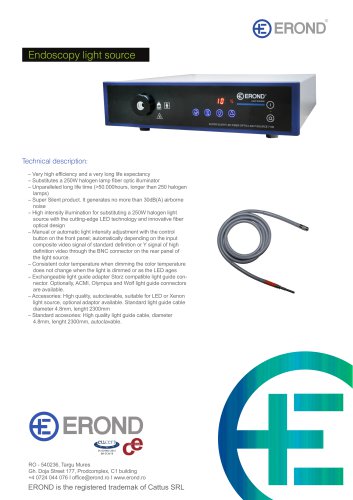 EROND Endoscopy Light Source Technical Sheet