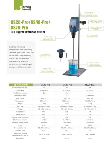 OS70-Pro LCD Digital 70L Large Capacity Overhead Stirrer