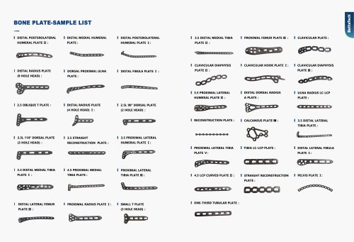 Bone Plate System Sample list