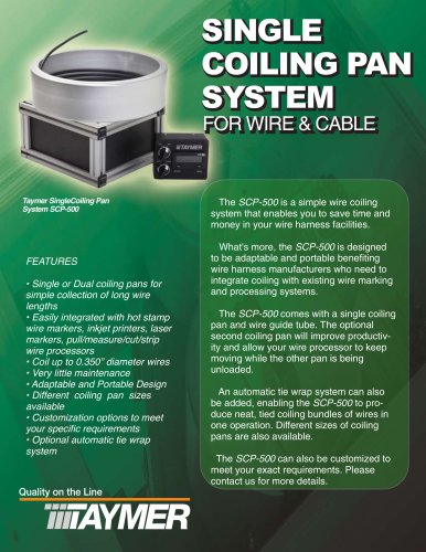 SINGLE COILING PAN SYSTEM FOR WIRE & CABLE