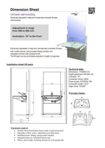 Lift-basin wall-mounting