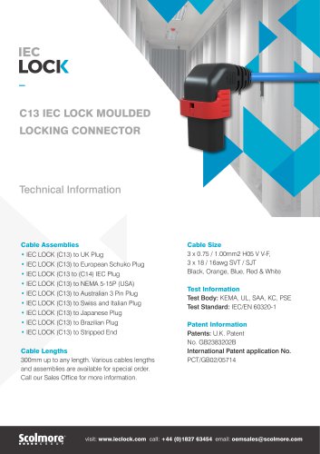 C13 IEC LOCK MOULDED LOCKING CONNECTOR