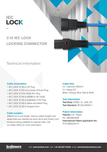 C19 IEC LOCK  LOCKING CONNECTOR