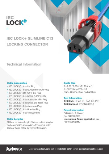 IEC LOCK+ SLIMLINE C13 LOCKING CONNECTOR