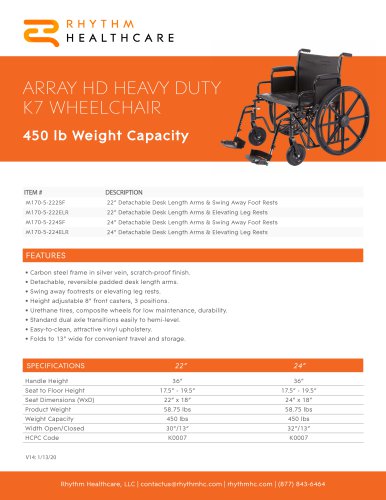ARRAY HD HEAVY DUTY K7 WHEELCHAIR