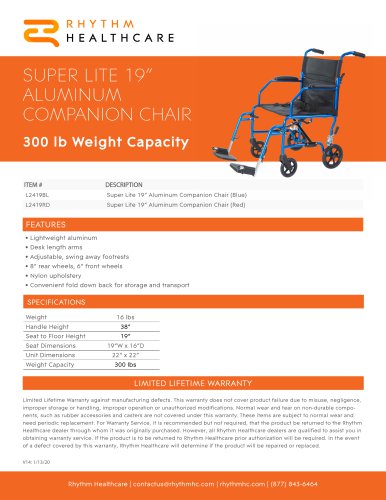 SUPER LITE 19” ALUMINUM COMPANION CHAIR