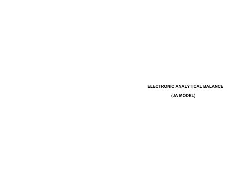 ELECTRONIC ANALYTICAL BALANCE (JA MODEL)