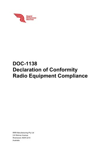 DOC-1138 Declaration of Conformity Radio Equipment Compliance